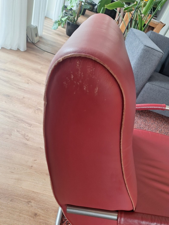 Image 1 of 2 armchairs with leather upholstery