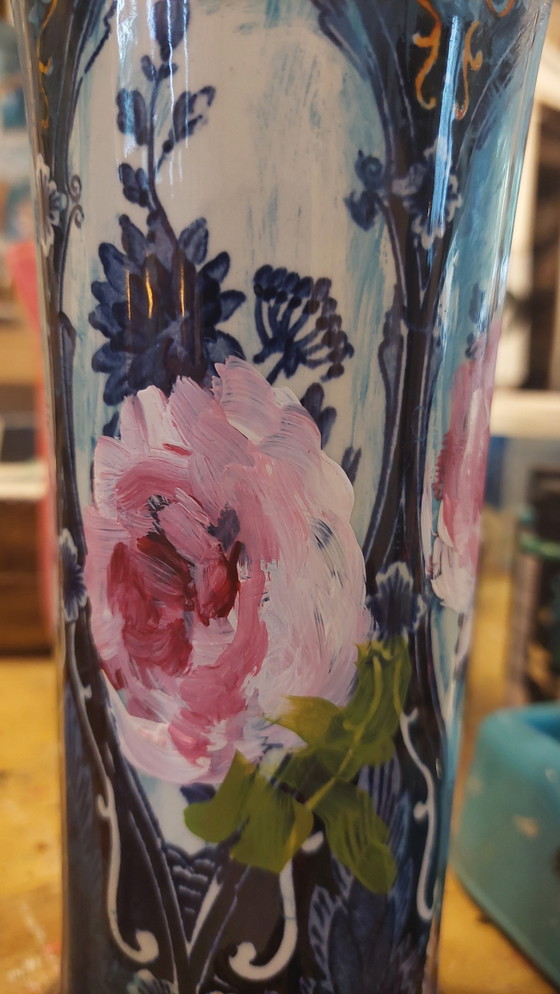 Unique Hand-Painted Delft Blue Mantel Set – bosch sphinx, Vases, Ceramic (photo 5 of 7)