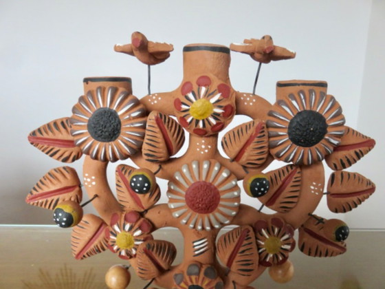 Image 1 of Mexikanische Terrakotta-Kronleuchter „Baum des Lebens“, Terrakotta „Arbol de la Vida“, 1970