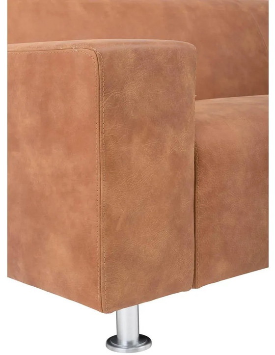 Image 1 of Goossens Bank Mountain Alp cognac, leather, 3-seater, urban industrial