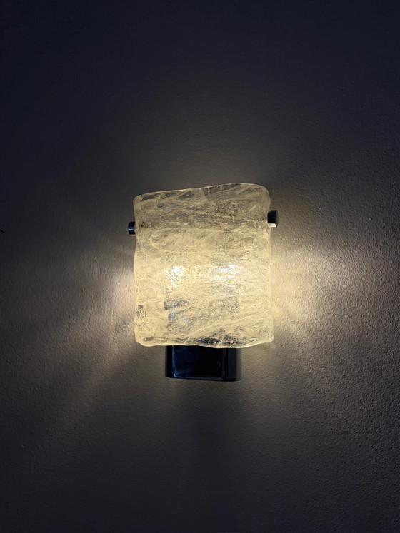 Vintage “ice glass” wall lamp – Wall lights, Chrome (photo 4 of 6)