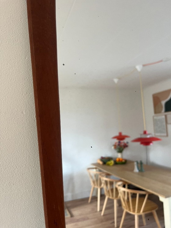 Image 1 of Vintage Deense teakhouten spiegel met organische randen - spiegel uit het midden van de 20e eeuw