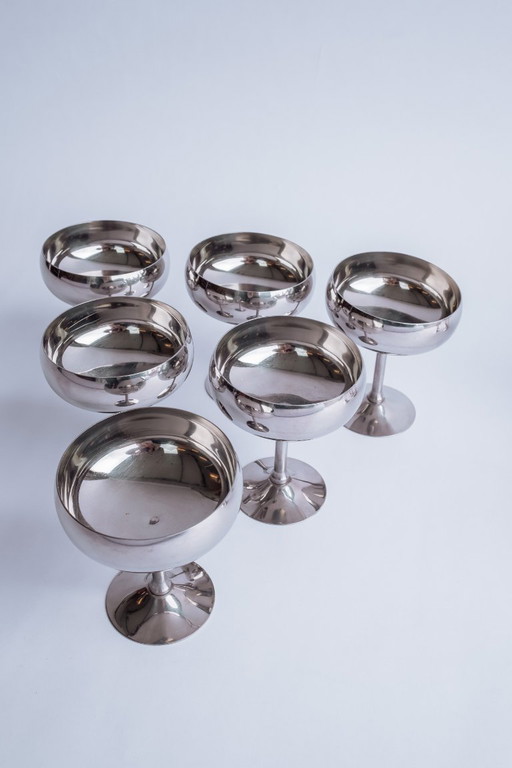 Vintage Italian stainless steel coupes, set of 6