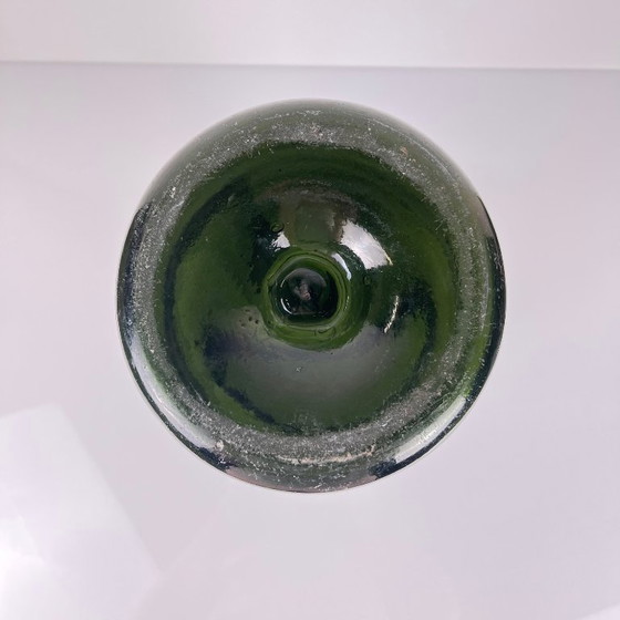 Image 1 of Große antike Apothekerflasche aus grünem geblasenem Glas