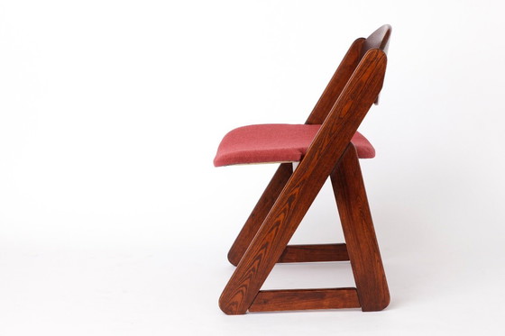 Image 1 of Chaise italienne vintage (1/2), années 1980, hêtre foncé, revêtement bordeaux