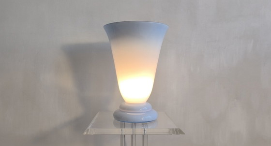 Image 1 of 😍✨ Magnificent large vintage lamp in opaline blue Bohemian glass — signed Czechoslovakia — 1960s/70s ✨😍