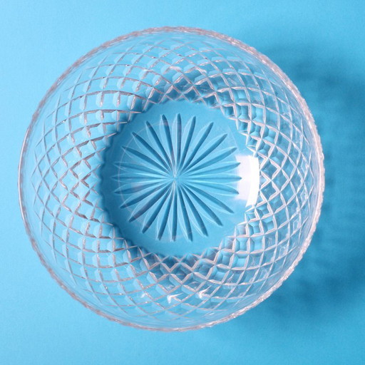 Kristallen mid-century tafelstuk, vintage fruit- of saladeschaal van helder glas / Florence / Italië / jaren 1960