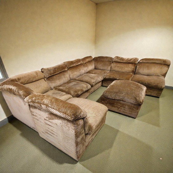 Image 1 of Canapé modulable en velours des années 70, modèle XL, style vintage milieu du siècle