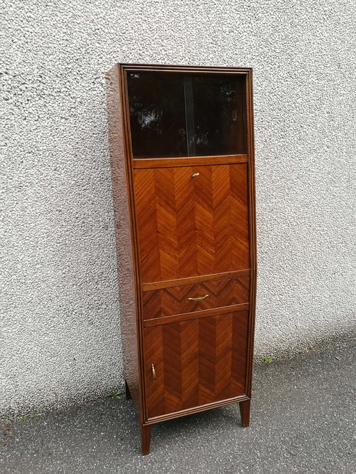 Walnut bar cabinet, 50s