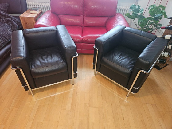 Ensemble : 2 fauteuils Cassina LC2 d'origine – Le Corbusier – Cuir véritable – Leather (photo 12 of 12)