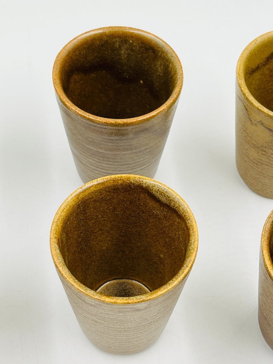 Image 1 of Lot de six gobelets en grès Digoin vintage