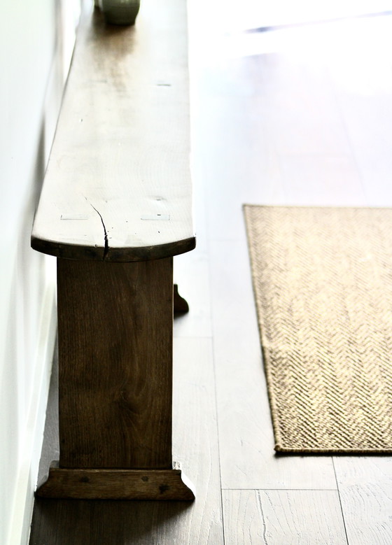 Image 1 of Banco de granja antiguo en roble macizo