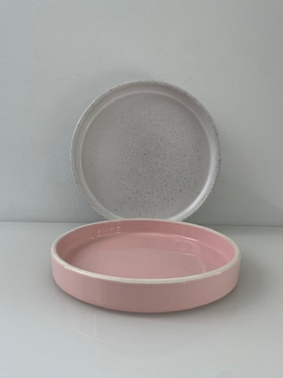 Image 1 of Keramieken Schalen Set 2 Wit Roze Glazuur