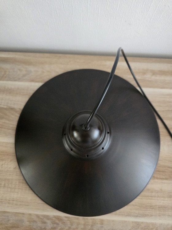 Image 1 of Autentica lampada a sospensione industriale con meccanismo a sollevamento e abbassamento – Patina in bronzo anticato