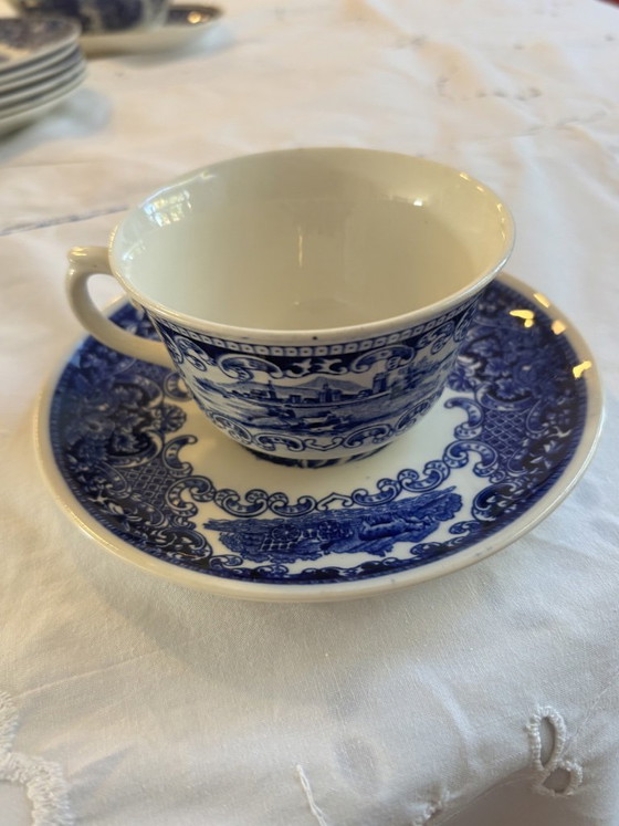 6-piece Royal Sphinx Maastricht Cambridge Old England Crockery, blue-white, Ceramic, Vintage (photo 7 of 12)