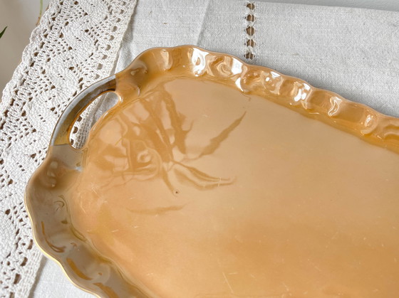 Image 1 of Service à Thé Vintage en Lustre Czecho-Slovaquia Victoria China Pêche Irisé 1950