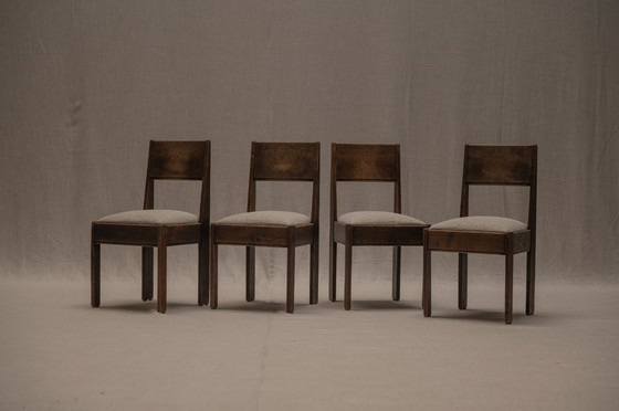Image 1 of Früher Satz minimalistischer Esszimmerstühle, Haagse Schule