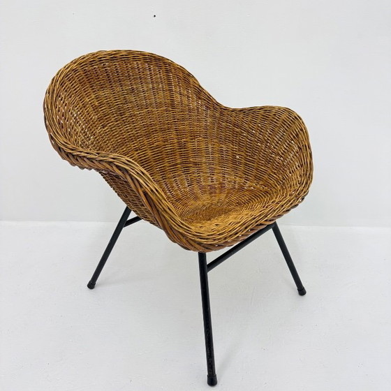 Fauteuil vintage en rotin et métal rohe n oordwolde, Rohé Noordwolde, Marron (photo 6 sur 12)