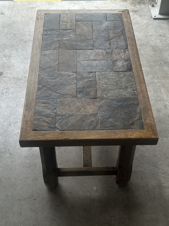 Couchtisch aus Eiche und Schiefer – 60er-70er Jahre – Couchtische, Wood, Stone (photo 7 of 14)