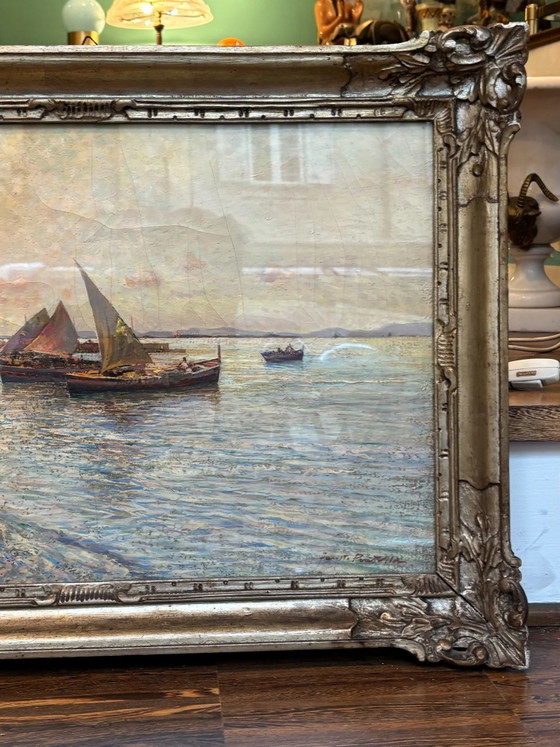 Seascape Oil Painting on Board by Fausto Pratella, 1950s – Paintings & Drawings (photo 4 of 15)