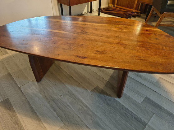 Image 1 of Solid Acacia Wood Coffee Table – Organic Oval
