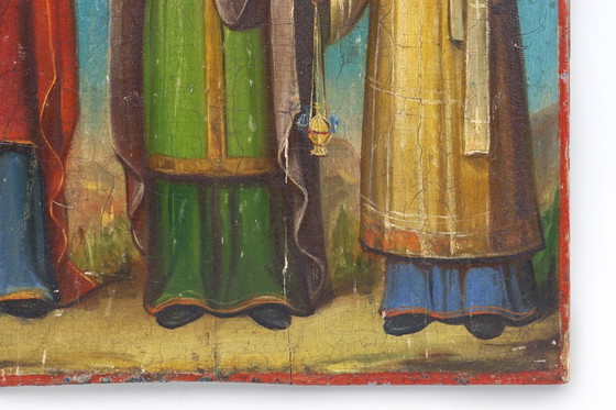Image 1 of Icona religiosa russa del XIX secolo dei santi patroni del Santo Matrimonio