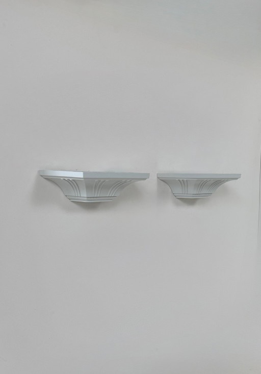 Par de apliques vintage, ABS moldeado prensado blanco mate, Francia, 1980