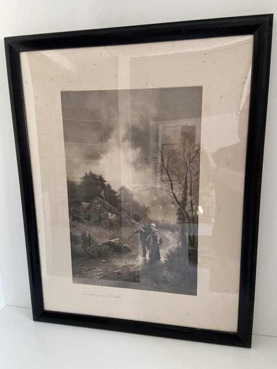 Image 1 of Lithograph by James Walter Gozzard, London, 1910. Framed on blackened wood.