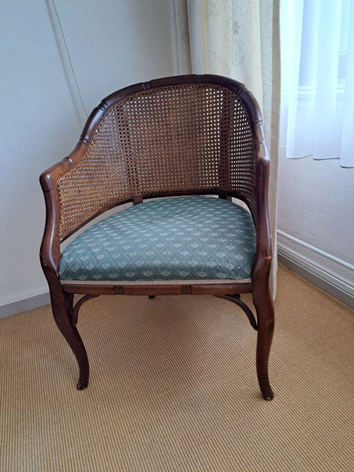 Vintage Louis XV Stijl Stoel met Rotan Rugleuning