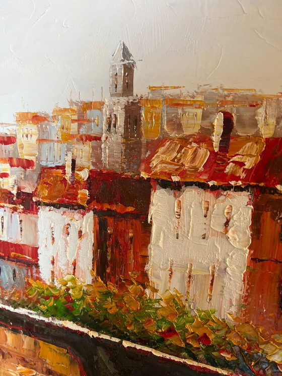Image 1 of Cuadro 140x70 cm Pintura acrílica Vista de un pueblo del sur de Europa