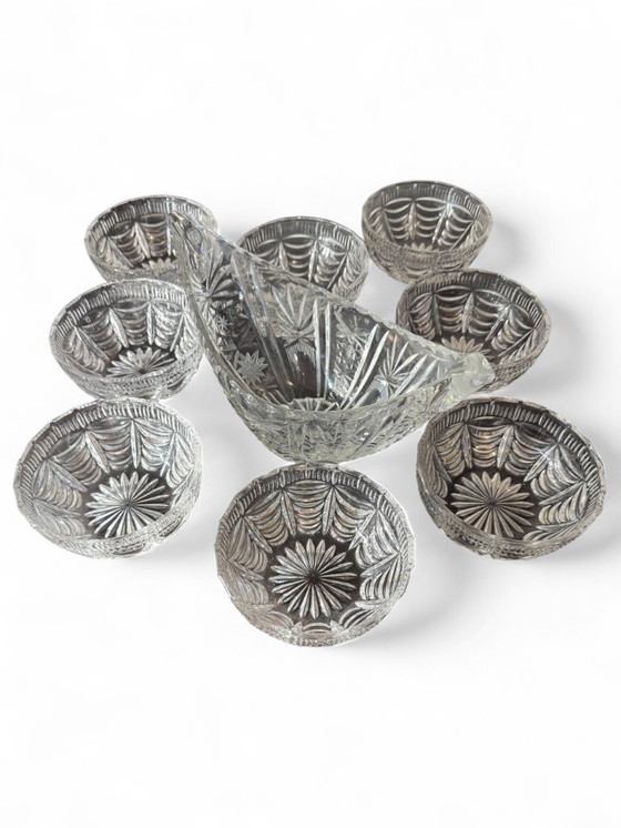 Image 1 of Set salsiera+coppette+ciotola in cristallo anni '60