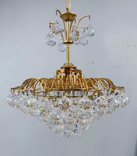 Image 1 of Lámpara de techo/araña con pantallas de cristal de Ernst Palme, Hollywood Regency, Alemania, década de 1960