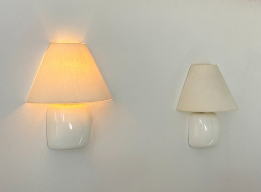 Coppia di applique vintage, bianche e beige, Svezia 1980