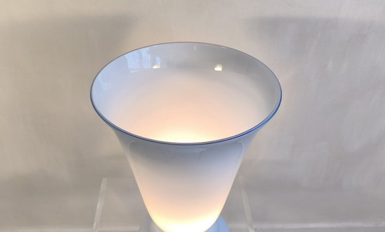 Image 1 of 😍✨ Magnificent large vintage lamp in opaline blue Bohemian glass — signed Czechoslovakia — 1960s/70s ✨😍