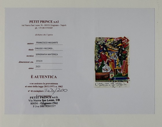 Image 1 of Serigrafía de Francesco Musante, 25 x 35 cm, «Enmarco mis recuerdos», hogar, arte pop.