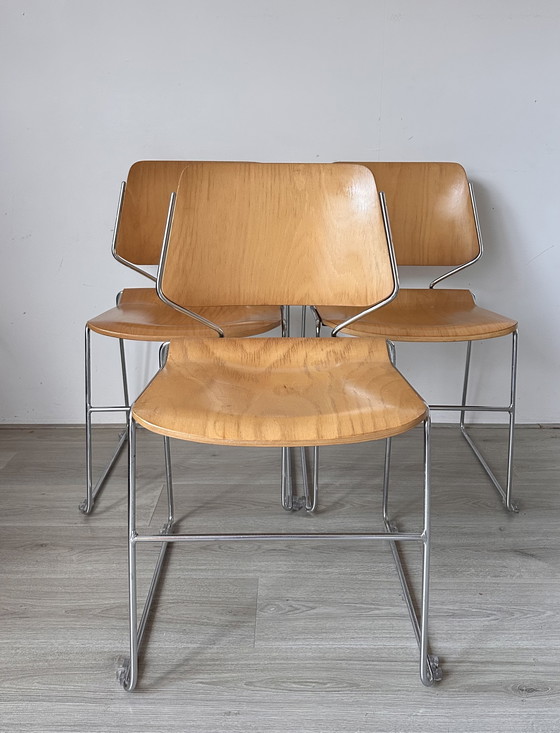 Image 1 of 6x Matrix Krueger houten design stoelen