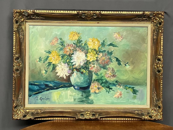 Stilleven met bloemen, gesigneerd. – Schilderijen & Tekeningen, Canvas (photo 6 of 10)