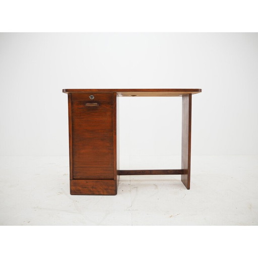 Vintage wooden desk with free wheels, Czechoslovakia 1960