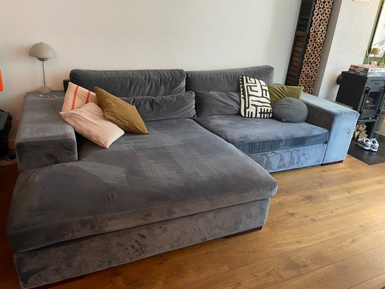Mega blue velvet lounge sofa Homestock – Corner sofas, Wood (photo 4 of 8)