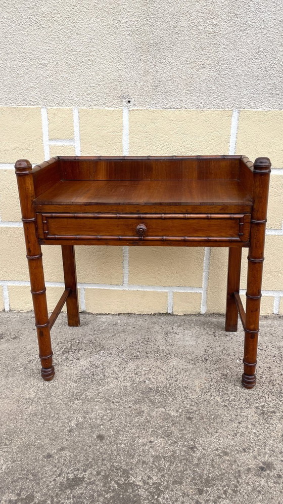 Consolebureau uit de jaren 1900, ook wel bekend als bamboe bureau. – Wood (photo 3 of 30)