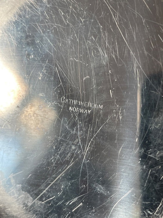 Image 1 of Vintage kleine geëmailleerde plaat van Cathrineholm Noorse