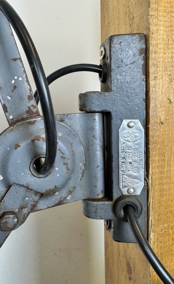 Image 1 of Grey Industrial Scissor Wall Lamp from Elektroinstala, 1960s