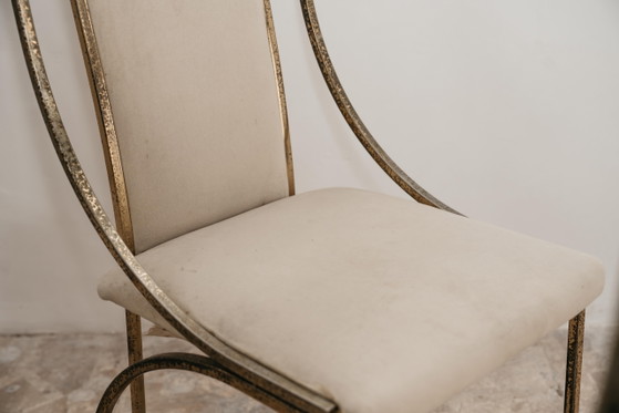 Image 1 of Dining Set 4 Vintage Italian Brass Dining Chairs by Zevi Design 1970's