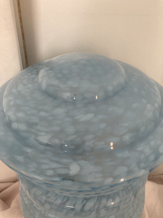Image 1 of Vintage 1960s Clichy Blue Glass Table or Hanging Lamp