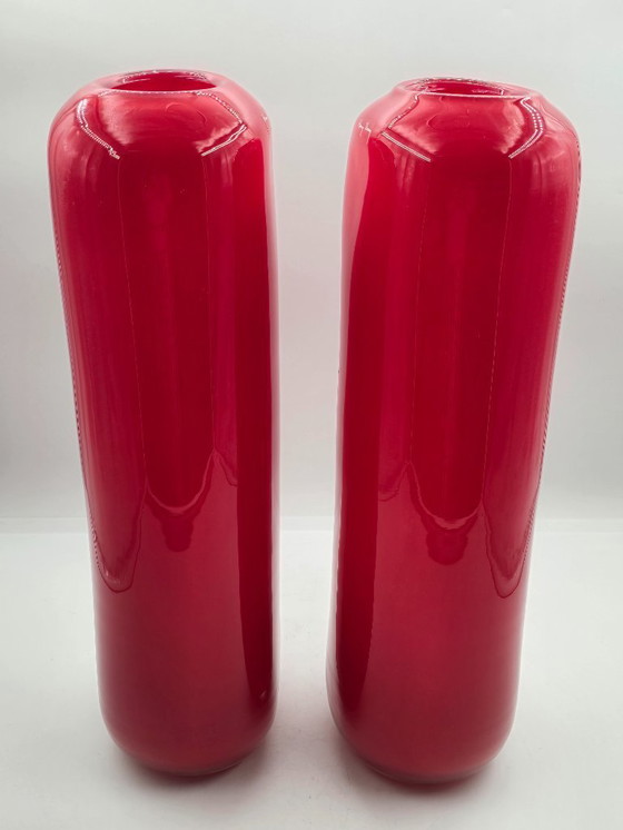 Image 1 of Henry Dean, jarrones de diseño XL en rojo brillante, firmados