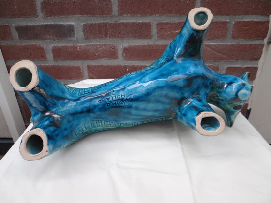 Jema Holland Stier 79, Großer modernistischer Retro-Kunst-Keramikstier – Bildhauerei, Ceramic (photo 9 of 15)
