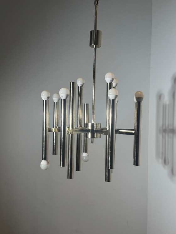 Vintage Sciolari Chrome Chandelier – 1970s (photo 3 of 5)
