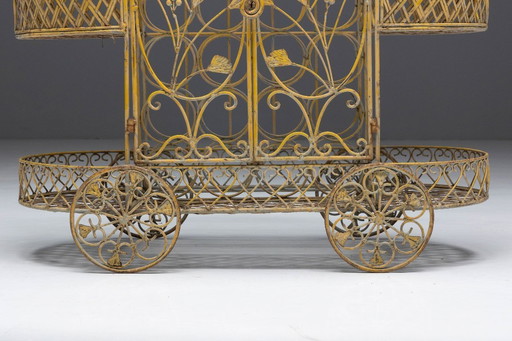 Antieke gietijzeren serveerwagen, Frankrijk, begin 20e eeuw