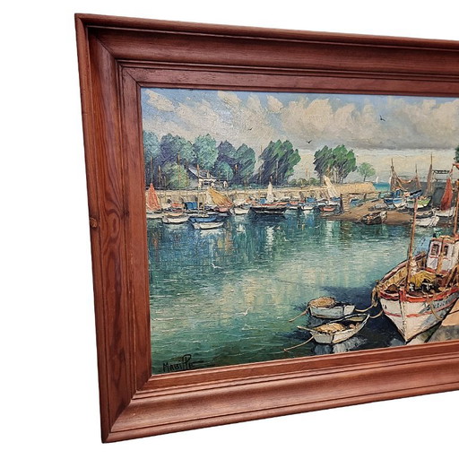 Georges Robert Mabille Harbor View in Oil on Canvas – schilderijen tekeningen, Other (photo 2 of 7)