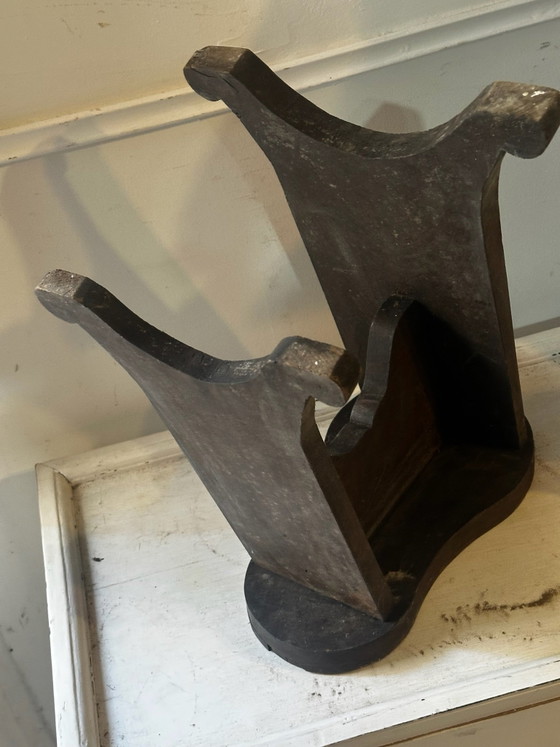 Old wooden shoeblack's footrest, late 19th early 20th century, Decorative Objects, Brown (photo 9 of 14)